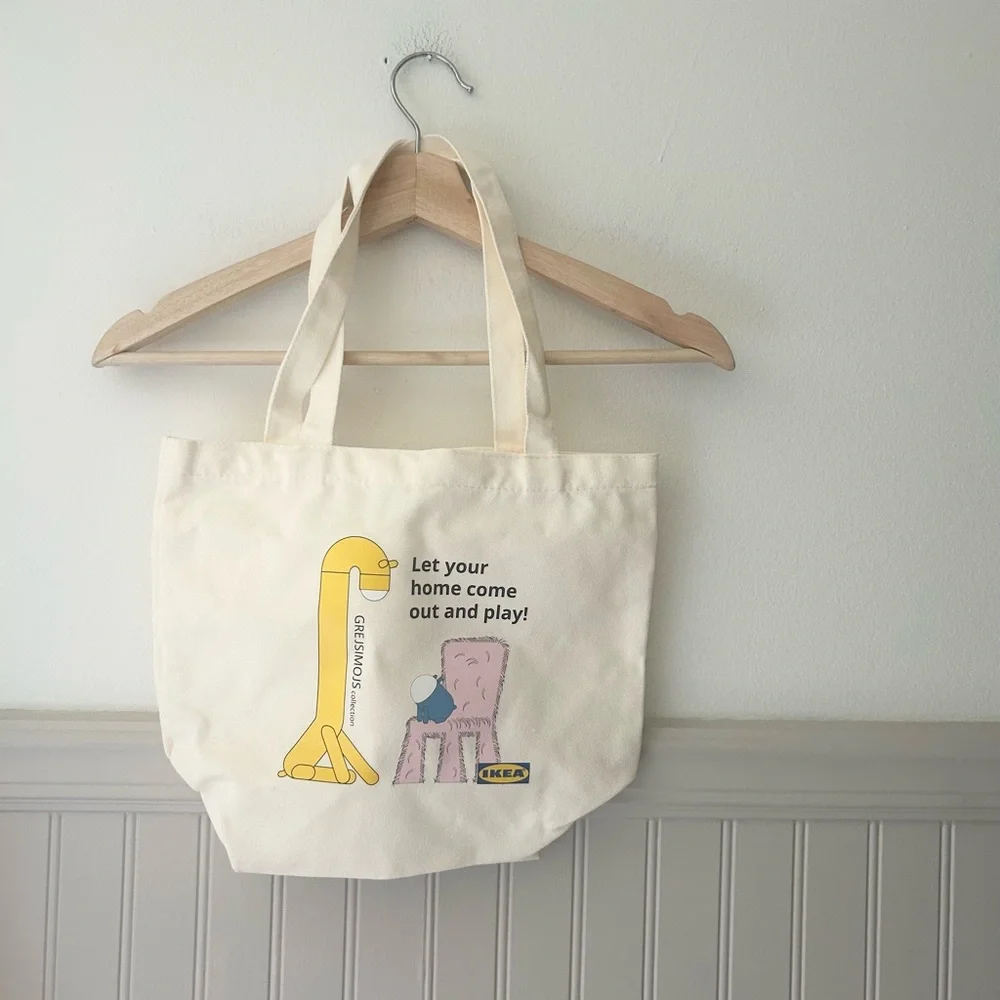 IKEA Collectible Cream Tote Bag with Playful Design